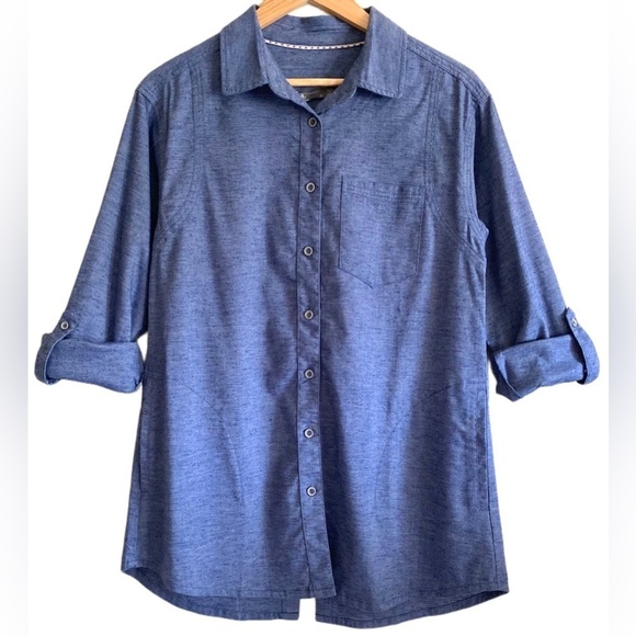 PRANA Hemp Blend Preppy Minimalist Sustainable Button Down Aster Tunic Sz S NWT - Picture 1 of 12